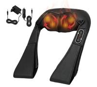 HOMCOM Massaggiatore Cervicale e Spalle con Funzione Riscaldamento, Massaggiatore Shiatsu per Schiena e Collo con 8 Nodi, Cambio di Direzione Automatico, in Pelle PU per Casa, Ufficio, Auto, Nero