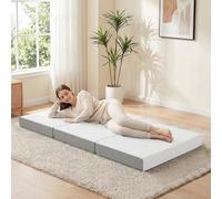 HOMCOM Materasso Pieghevole Triplo 75x195 cm, 10 cm Spessore, Materasso Pieghevole da Terra Portatile con Rivestimento Lavabile, Tasca Laterale, Memory Foam Gel, Ospiti Campeggio Viaggio, Oeko-Tex