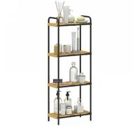 HOMCOM Mensola da bagno in bambù a 4 livelli, scaffale portaoggetti stretto autoportante, telaio in acciaio, per soggiorno, sala da pranzo, balcone, cucina, 41,5 x 21,5 x 106 cm, nero e effetto legno