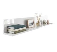 HOMCOM Mensola da Muro Spessore 1.5 cm 127x12x18 cm Bianco Lucido Lunga