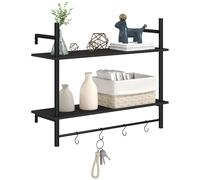 Homcom Mensola da parete a 2 livelli con ganci Mensola 80X24X65 cm Nero