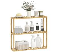 HOMCOM Mensola regolabile in bambù, mensola per bagno a 3 livelli, indipendente o a parete, per bagno, camera da letto, cucina, soggiorno, 60 x 15 x 54 cm, effetto legno naturale