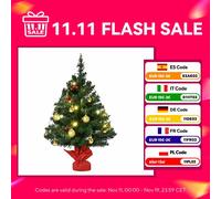 Homcom Mini albero di Natale 60 cm Pino artificiale Decorazione natalizia con supporto in metallo Rami in PVC