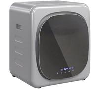 HOMCOM Mini Asciugatrice Portatile 2.5kg 6 Programmi Display Touch Argento | Asciugatrice Slim Compatta 800W, Carica Frontale, Fino 60℃, Impilabile/Parete/Autoportante, Timer, Tamburo in Acciaio Inox