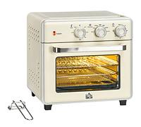 HOMCOM Mini forno a convezione 20L Mini forno con teglia, griglia e vassoio raccogli briciole, friggitrice ad aria calda 90 °C-230 °C con 5 modalità, cestello per frittura, timer 60 minuti, 1400 W,
