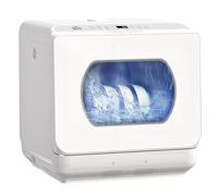 HOMCOM Mini lavastoviglie 4 posate, lavastoviglie da tavolo, 5 programmi, doppia alimentazione dell'acqua, lavaggio frutta, serbatoio acqua 6L, controllo touch, display LED, partenza ritardata, bianco