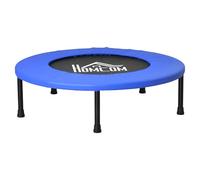 HOMCOM Mini Trampolino Fitness Ø 81 cm Trampolino per esercizi con piedini antiscivolo capacità 100 kg per uso interno/esterno, per ginnastica, allenamento, blu e nero