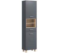 HOMCOM Mobile Alto Bagno Moderno con Cassetto e Armadietti 40x24x160 cm Grigio