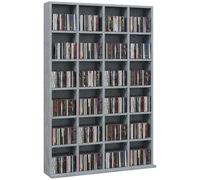 HOMCOM Mobile alto per 456 CD/336 DVD 89x130.5 cm grigio cemento | Scaffale a torre, mensola portamedia, rack CD, vetrina salvaspazio, mensole regolabili, home office, soggiorno