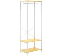 HOMCOM Mobile Appendiabiti 2 in 1 con Ripiano a 2 Livelli in Acciaio Truciolato