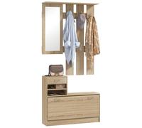 HOMCOM Mobile Appendiabiti con Scarpiera e Specchio in Legno