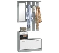 HOMCOM Mobile Appendiabiti con Scarpiera e Specchio in Legno color Quercia
