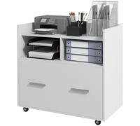 HOMCOM Mobile Archivio Laterale con Ruote e Ripiano Aperto, Cassetto e Barra