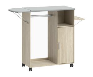HOMCOM Mobile Asse da Stiro con Piano d'Appoggio Effetto Lino, 3 Ripiani a Cubo e Guida, 127x42.5x99 cm, Multicolore Aosom Italy