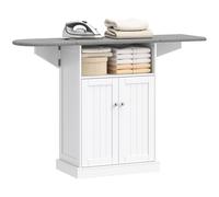 HOMCOM Mobile Asse da Stiro Pieghevole con Ruote 131x37x88.5 cm Bianco