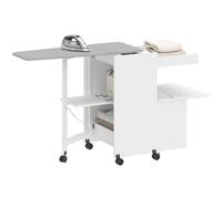 HOMCOM Mobile Asse da Stiro Pieghevole con Ruote 154x55x87 cm Bianco