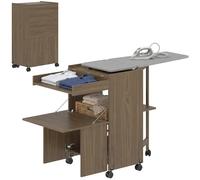 HOMCOM Mobile Asse da Stiro Pieghevole con Ruote 154x55x87 cm Marrone