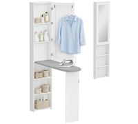 HOMCOM Mobile Asse da Stiro Pieghevole con Specchio, 107x35x174 cm, Bianco