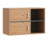 HOMCOM Mobile ausiliario da bagno, armadio da parete, con scomparti aperti e 2 ante, mobile da bagno moderno, per cucina, ingresso, 80 x 35 x 57,5 cm naturale