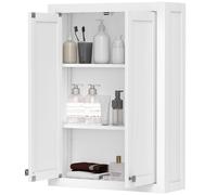 HOMCOM Mobile Bagno a Parete con 2 Ripiani Regolabili in Legno Bianco