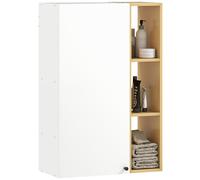 HOMCOM Mobile Bagno a Parete con Ante 59.5x30x90 cm Bianco e Color Legno