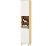 HOMCOM Mobile Bagno Alto con 2 Armadietti e Ripiani 30x30x166cm Bianco e Legno