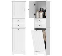HOMCOM Mobile Bagno Alto con Cesto Biancheria 171 cm Bianco