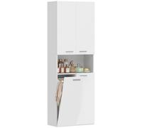 HomCom Mobile bagno alto con cesto portabiancheria a ribalta, ante soft close Bianco