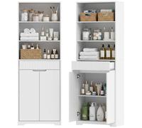HOMCOM Mobile Bagno Alto Stretto, Ante Soft Close, 60x30x171 cm, Bianco