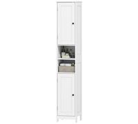 HOMCOM Mobile Bagno con 2 Ripiani Aperti e 2 Armadietti in Legno Bianco