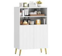 HOMCOM Mobile Bagno con 2 Ripiani Aperti e Armadietto, Mobiletto Bagno Salvaspazio con Ante Ammortizzate, Ripiano Regolabile, per Sala da Pranzo Soggiorno, 60x31.8x93 cm, Bianco