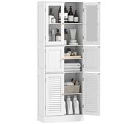 HOMCOM Mobile Bagno con 3 Armadietti e Ripiani Regolabili 60x30x170cm Bianco