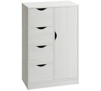HOMCOM Mobile Bagno con 4 Cassetti e Armadietto a 2 Livelli, Mobiletto Bagno Salvaspazio con Maniglie Ritagliate per Camera da Letto Soggiorno, 54x29x83 cm, Bianco