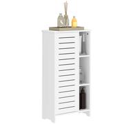 HOMCOM Mobile Bagno con Armadietto Chiuso a 3 Livelli e 3 Ripiani Aperti Bianco