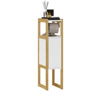 HOMCOM Mobile Bagno con Armadietto e Ripiano in Bambù 20x33x80cm Bianco
