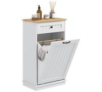 HOMCOM Mobile Bagno con Cassetto e Cesto Portabiancheria in Legno Bianco