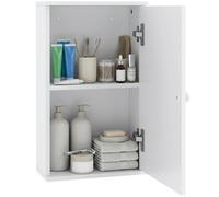 HOMCOM Mobile Bagno da Parete con Ripiano Regolabile 30x14x50 cm Bianco | Mobiletto Bagno Pensile Sospeso Moderno, con Anta, per Soggiorno e Ingresso, Salvaspazio