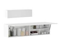 HOMCOM Mobile Bagno da Parete, Mobiletto Bagno Pensile Sospeso Moderno con Anta Soft Close, 2 Scomparti e Ripiano Intercambiabile, per Soggiorno e Ingresso, Salvaspazio, 120x23x30 cm, Bianco