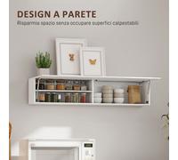 HOMCOM Mobile Bagno da Parete, Mobiletto Bagno Pensile Sospeso Moderno con Anta Soft Close, 2 Scomparti e Ripiano Intercambiabile, per Soggiorno e Ingresso, Salvaspazio, 120x23x30 cm, Bianco Fai ordin