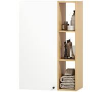 HOMCOM Mobile Bagno Pensile a Parete con 3 Mensole Aperte Bianco e Legno