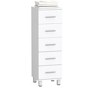 HOMCOM Mobile Bagno per Camera e Soggiorno con 5 Cassetti in Legno Bianco
