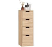 HOMCOM Mobile Bagno Salvaspazio 4 Cassetti e Maniglie Intagliate Stile Nordico