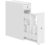 HOMCOM Mobile Bagno Slim Salvaspazio con 2 Cassetti 16x48x58 cm Bianco | Mobiletto Bagno, Vano Aperto, Armadietto da Terra, per Bagno Cucina Lavanderia Soggiorno