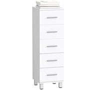 HOMCOM Mobile Bagno Slim con 5 Cassetti, Mobiletto Bagno Salvaspazio Moderno con Maniglia, Mobile Cassettiera Stretto per Soggiorno, Camera da Letto o Cucina, 30x30x95 cm, Bianco