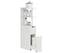 HOMCOM Mobile Bagno Slim con Cassetti e Ripiani, Mobiletto Bagno Salvaspazio con Cassetto su Ruote, Colonna Bagno per Sala da Pranzo Soggiorno, 20x45x115 cm, Bianco