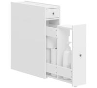HOMCOM Mobile Bagno Slim Salvaspazio con 2 Cassetti 16x48x58 cm Bianco | Mobiletto Bagno, Vano Aperto, Armadietto da Terra, per Bagno Cucina Lavanderia Soggiorno