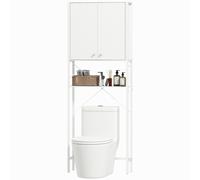 HOMCOM Mobile Bagno Sopra Lavatrice e WC con Armadietto e Ripiano Bianco