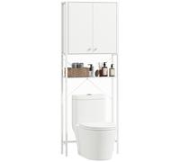 HOMCOM Mobile Bagno Sopra WC e Lavatrice con Armadietto e Ripiano Bianco