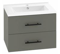HOMCOM Mobile Bagno Sospeso con Lavabo in Ceramica e 2 Cassetti Verde Scuro | Mobiletto Bagno con Lavabo, Moderno e Salvaspazio, con Foro per Rubinetto e Scarico, 61x40x48 cm