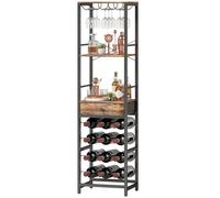 HOMCOM Mobile Bar con Cassetto e Portabicchieri, Marrone Rustico
